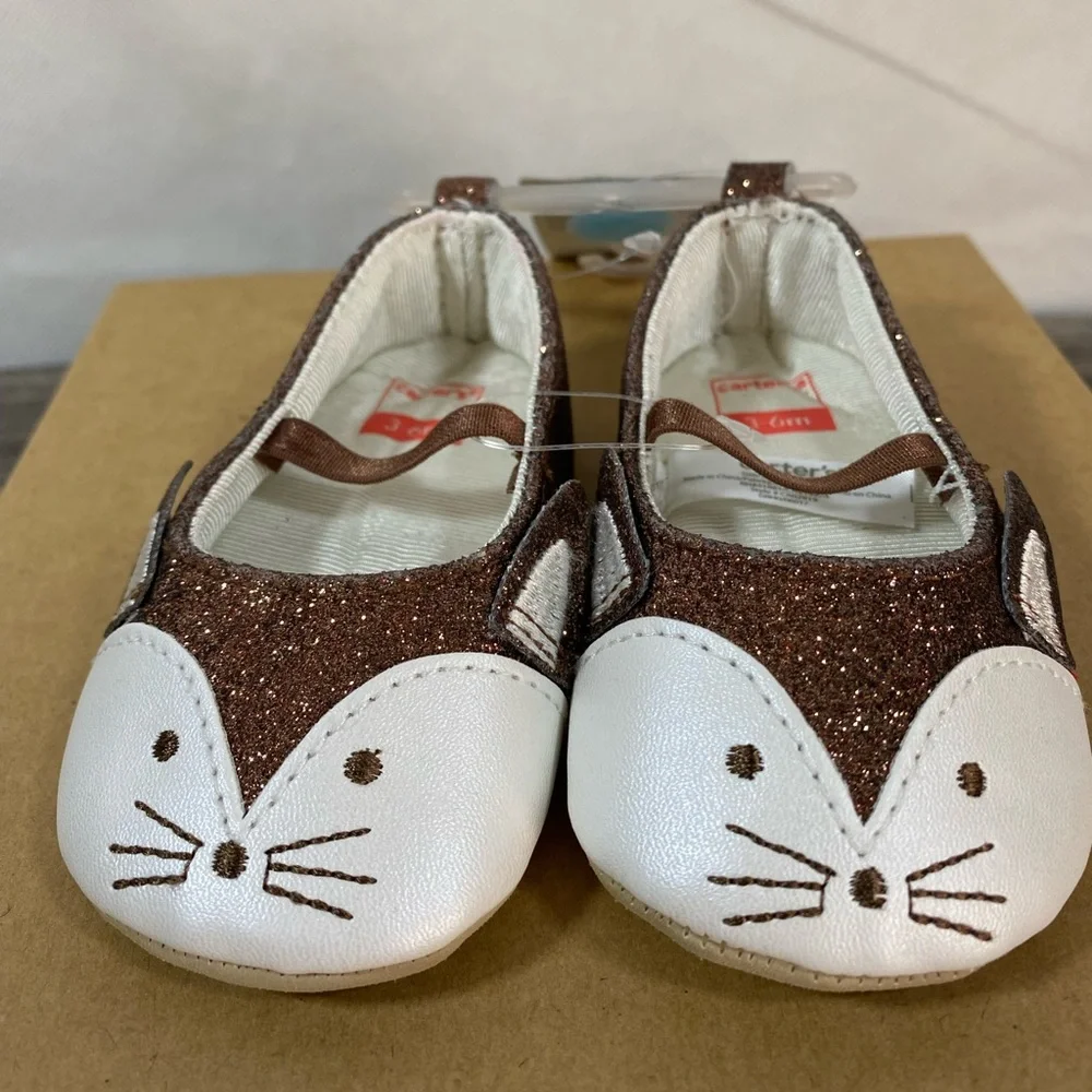 Infants' Carters 3-6mo Brown Cat Shoes NWT